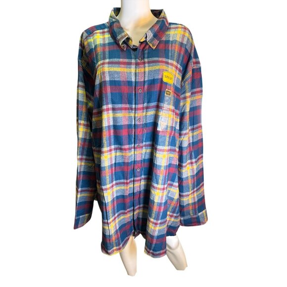 The Foundry Supply Co. Mens 4XLT Blue & Red Plaid Cotton Button-Up Shirt NWT - Picture 3 of 7